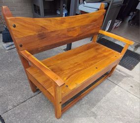 Farmhouse Back & Arm rest Wooden Bench