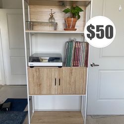 4-Tier Bookshelf, Tall Bookcase, Storage Cabinet for Living Room, Bedroom, Entryway, Home Office w/Cabinet, Enclosed Storage, Shelf Space, Metal 