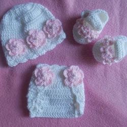 Crochet Baby Girl Diaper Cover Outfit Photo Prop 