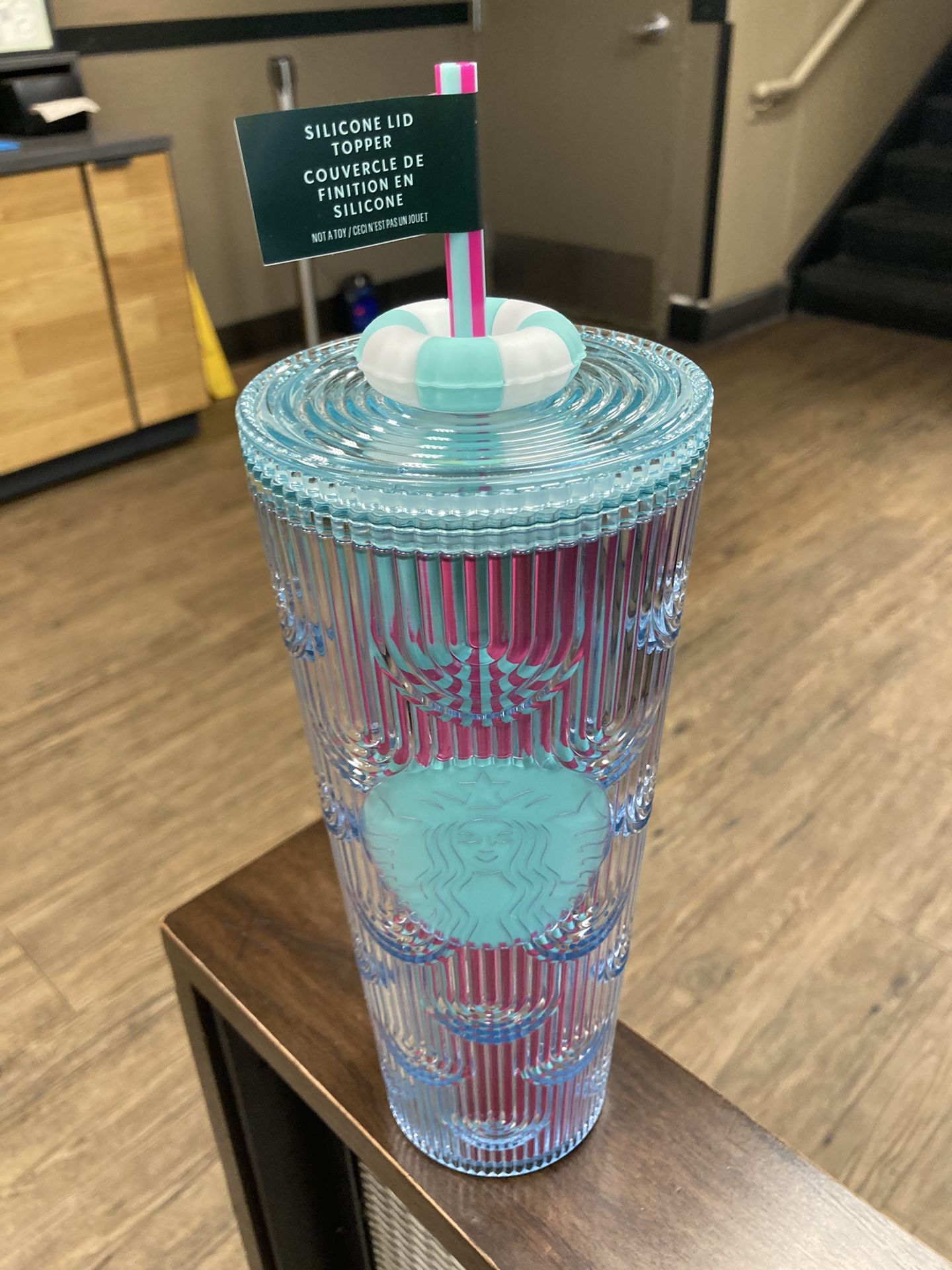 2025 STARBUCKS SHELLS/SCALES BLUE & PINK 24oz TUMBLER LIFE PRESERVER LID TOPPER