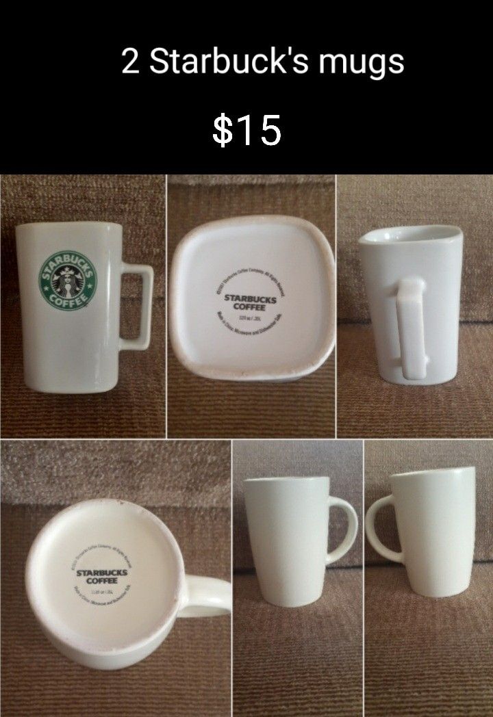 Starbucks coffee cups and glasses