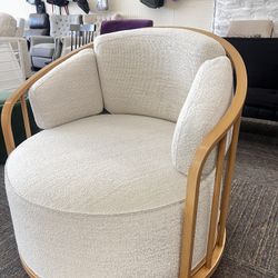Lillian Swivel Birdcage Chair, Cream Boucle, New