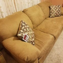 Camel Color Suede Like Sofa..Size 7ft Long..Brand New With Tag On It..very Comfortable!!