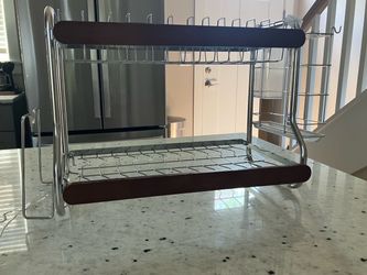 Stainless steel two tier dish rack