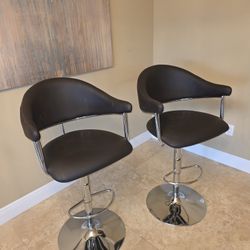 Black Leather Barstools A Set Two 