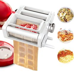 ANTREE 3-IN-1 Pasta Attachment & Ravioli Attachment for KitchenAid Stand Mixers, Pasta Maker Assecories included Pasta Sheet Roller, Spaghetti Cutter 