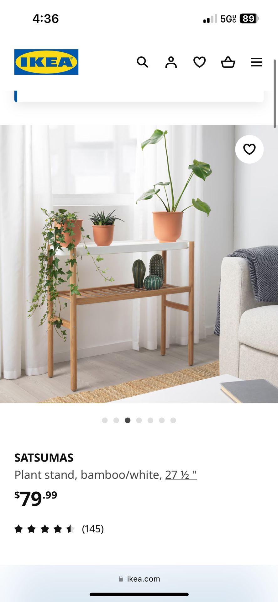 SATSUMAS Plant stand, bamboo/white, IKEA