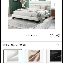 Allewie King Size Platform Bed Frame with Velvet Upholstered Headboard and Wooden Slats Support,