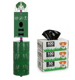 WINBOLD Dog Waste Station Outdoor Pet Poop Bag Dispenser Open Box New - (Bent)