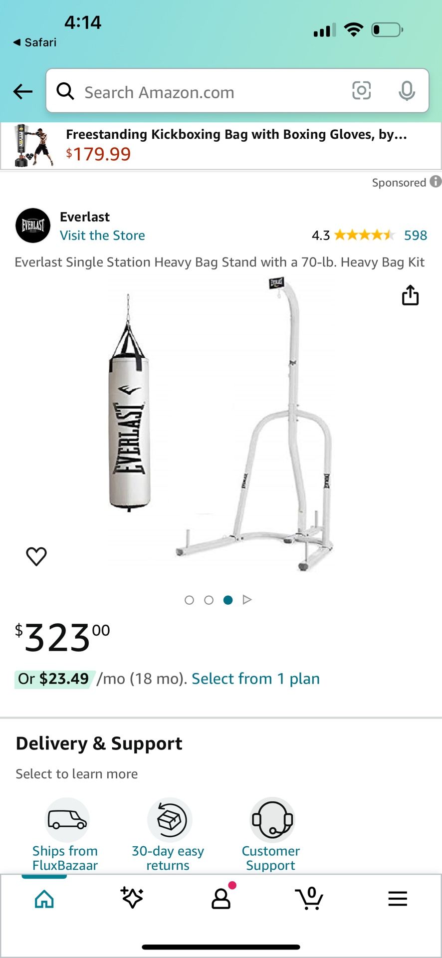 Everlast Punching Bag And Stand