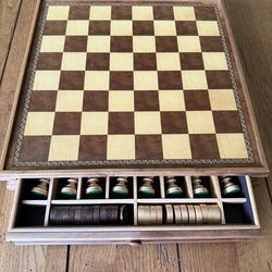 Wood Chess/Checker Set