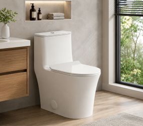 Brand new One-Piece Toilet 1.06 GPF/1.28 GPF Dual Flush ADA Height Elongated Toilet in Glossy White