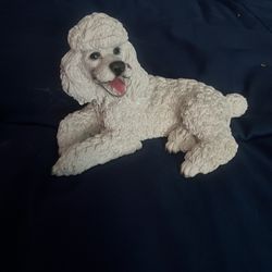 Laying White Poodle Figurine