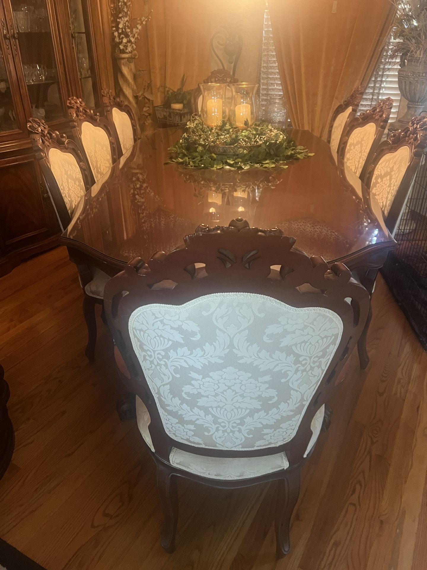 Beautiful large formal dining room table and chairs. 