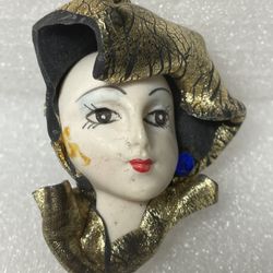 Lady’s Face Ceramic Brooch 