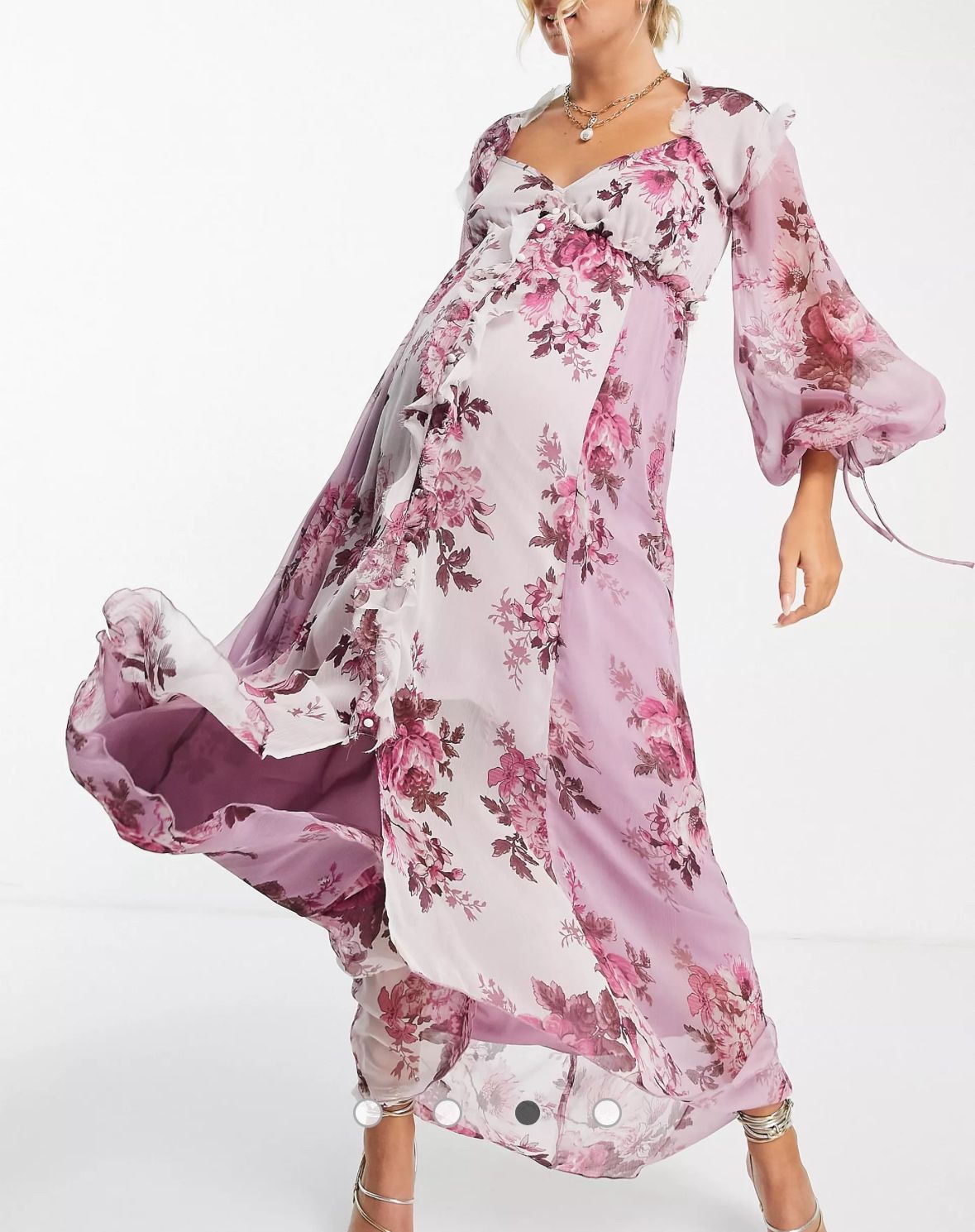 Pink Floral Maternity Dress