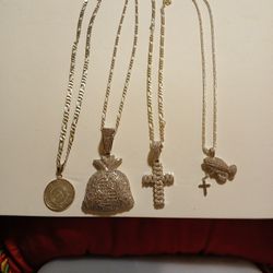 STERLING SILVER CHAINS WITH DAIMONDS PENDANTS