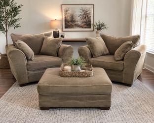 Oversized  Chair Set with Matching Ottoman – Delivery Available