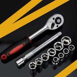 11-Piece Socket Wrench Set – Metric & SAE | 6.1” Ratchet Handle