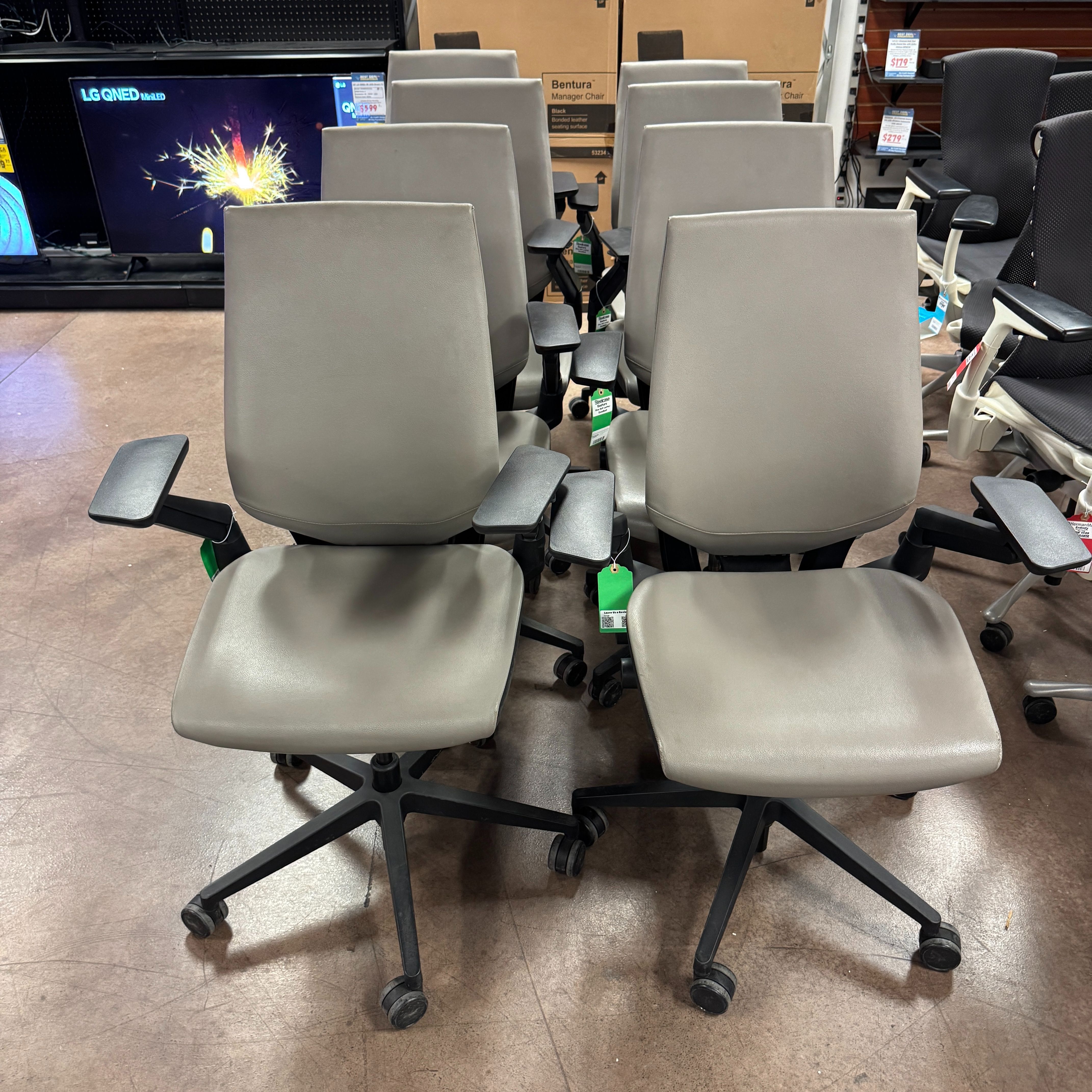 Steelcase Gesture Office Chair Elmosoft Leather Dove Grey