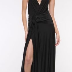 Abercrombie Black Ruched Halter Dress – NWT – Size L – Retail $120