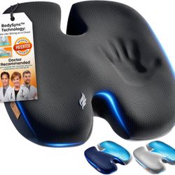 Seat Cushion, BodySync™ Technology with Non-Slip Gel & Memory Foam for Tailbone, Sciatica & Back Pain Relief, Office Chair Cushion, Car Seat Cushions 