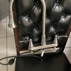 Project Source Stainless Steel Double Handle Pull-down Kitchen Faucet