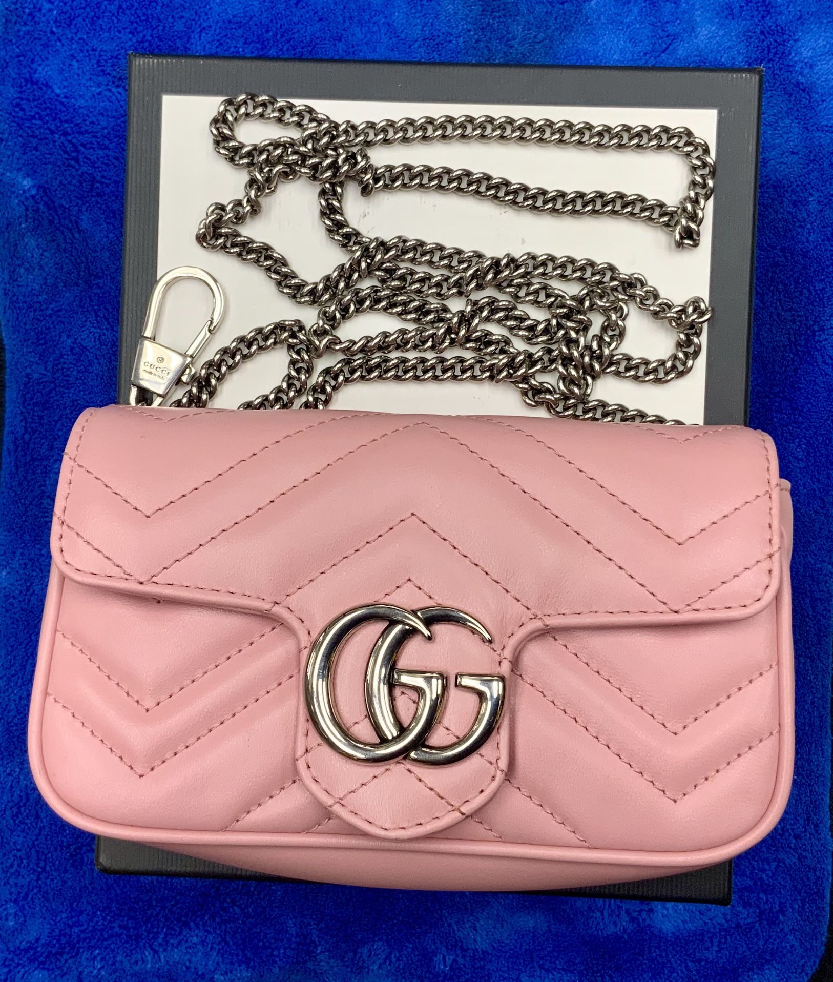 Gucci Waist Bag Double GG Over The Shoulder Luxury Brand Fashion Marymount Matelasse Super Mini Crossbody Pink Leather Entrupy Certificate