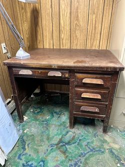 Vintage Wooden Desk with Drawers