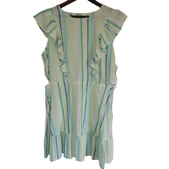 a.n.a XL mango striped ruffled sleeve open side summer dress