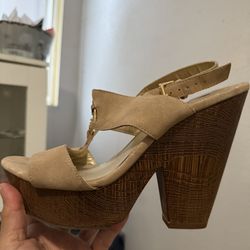 Beige Open Toe guess Heels Size 8