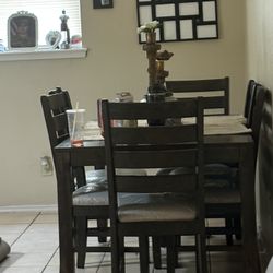 Dark Brown 6 Chair Table 