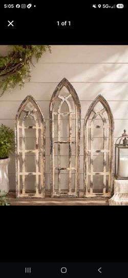 Set of 3 Rustic Wood Gothic Arch Wall Decor
