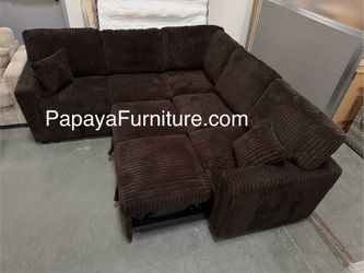 New! Dark Brown Sectional Sofa Bed, Sleeper spa, Plush Corduroy Sectional Sofa, Sofabed, Sofa Bed, Sectional Sofa With Pull-out Bed And Storage USB