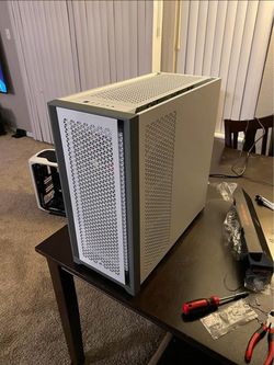 White Corsair 5000D airflow case + white Corsair 360mm RGB AIO + white 8 Corsair icue 120mm RGB fans