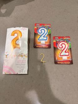 "Number 2" Birthday Cake Topper & Candle Accent Pack