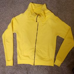 Women's Med Yellow Sweat jacket Zip Cowl Neck