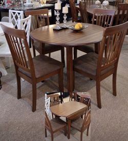 Round Drop Leaf Table and 4 Side Chairs