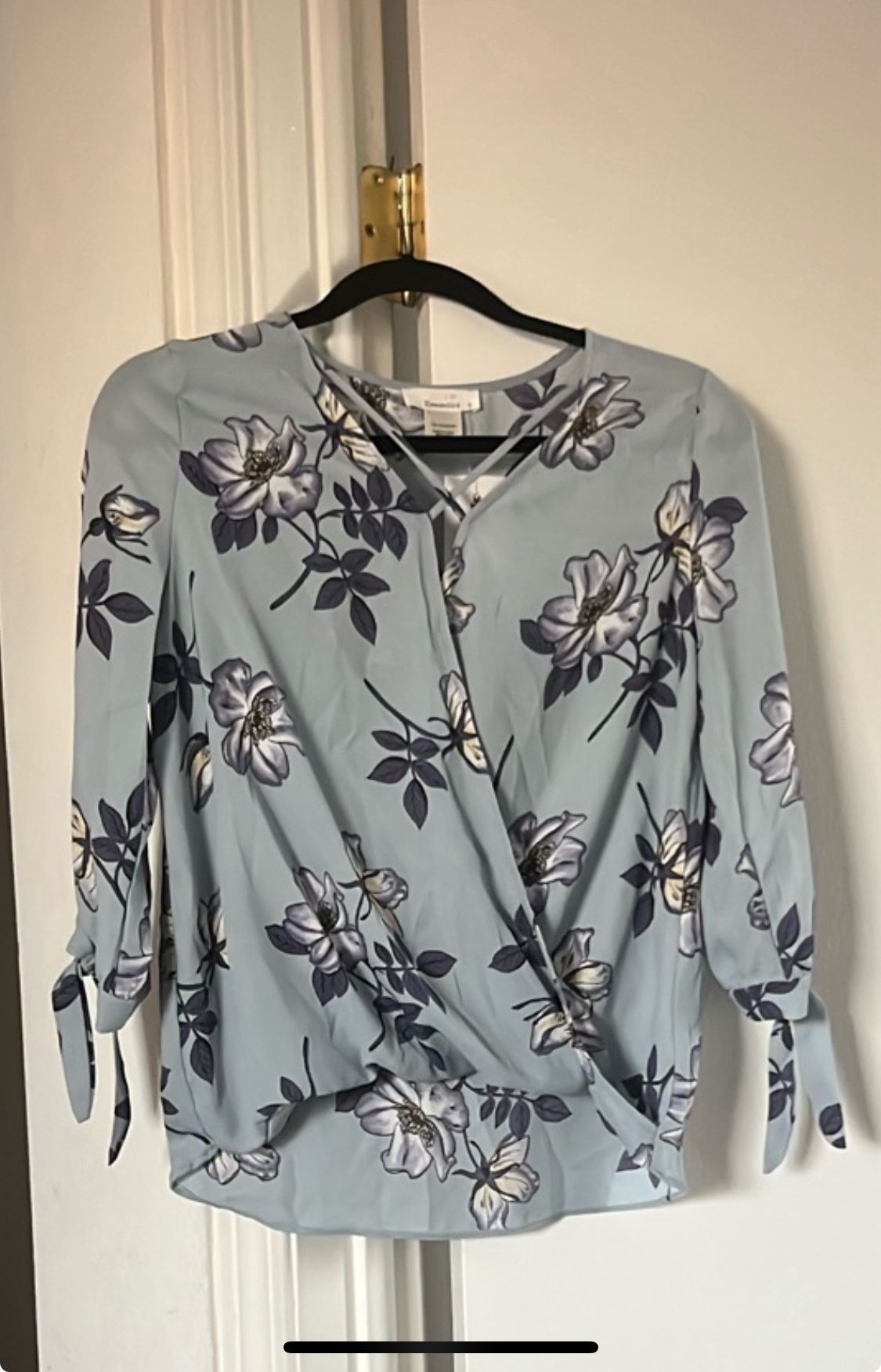 Greyish blue Floral lavender Blouse