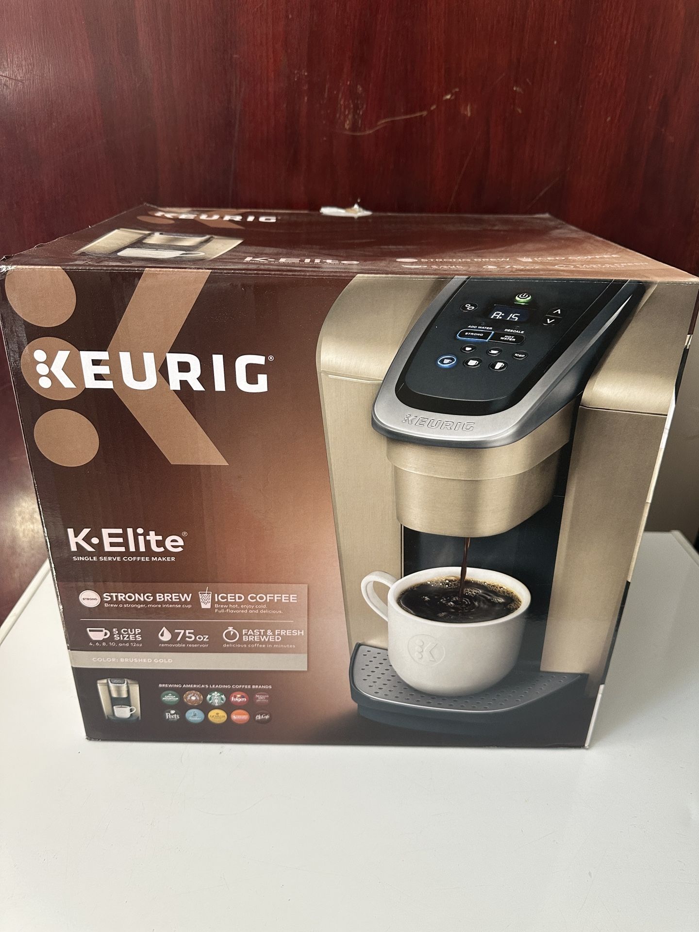Keurig K Elite Single Serve K Cup Pod Coffee Maker, with Strength and Temperature Control, Iced Coffee Capability, 8 to 12oz Brew Size, Programmable