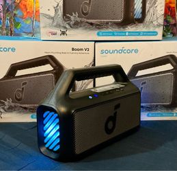 Soundcore (Boom V2) Bluetooth Portable Speaker 80W, Floatable, 24Hr Playtime, Led Lights, Powerbank
