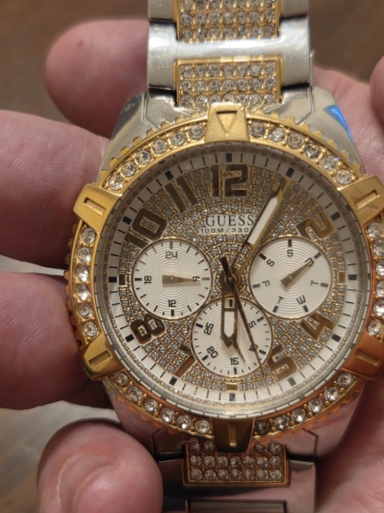 Mens Guess Watch With Diamonds