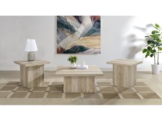Devar Distressed Pine 3-piece Square Coffee End Table Set