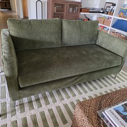 West Elm 66" Green Velvet Sofa