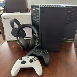 Xbox Series X - with Headset and controllers - Like New - With Boxes And Cables