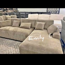 XL Sectional Sofa Camel Corduroy