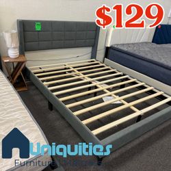 Queen Platform Bed Frame Grey 