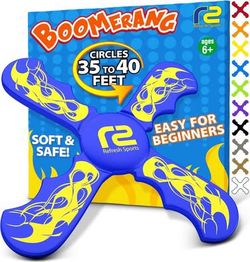 Boomerang for Kids, Circles 35-40 Feet, Soft & Safe, Blue - Ages 4+