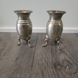 Pair Of Antique Silver Plated Vases 