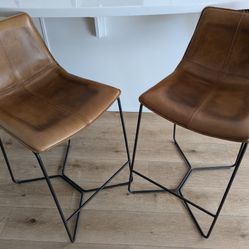 West Elm Counter Stools - Leather Slope